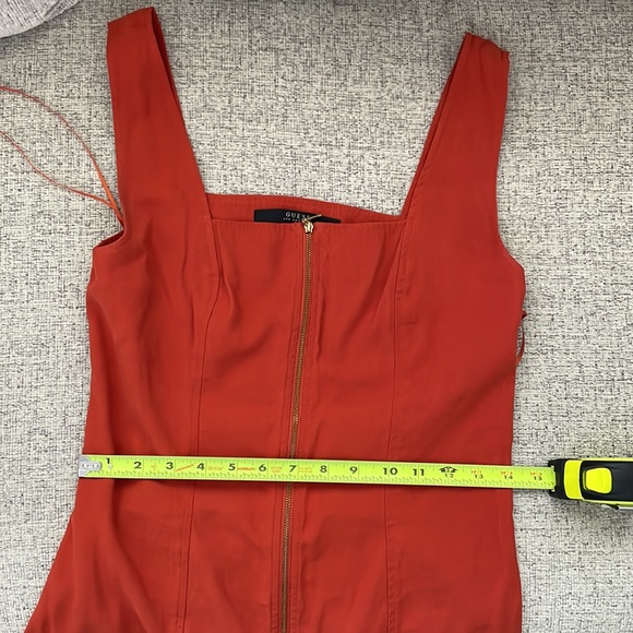 Rustic orange vintage zip up denim mini dress - Picture 5 of 7